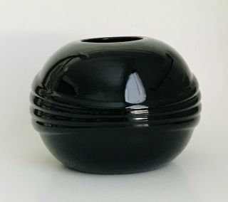 Vintage Treasure Craft Art Deco Black Round Vase Compton California Pottery 5 "