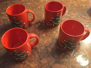4 Waechtersbach Christmas Tree Coffee Tea Mugs - Made In Germany