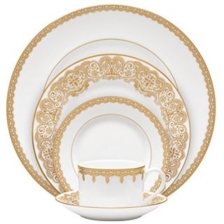 Waterford China Lismore Lace Gold Dinnerware 40pc Set,  Service For 8