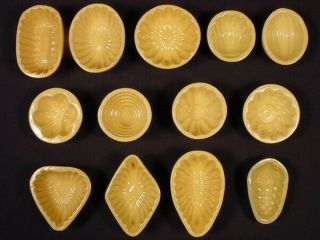 Extremely Rare 1850s Set Of 13 Different Mini Molds Yellow Rock Yellow Ware