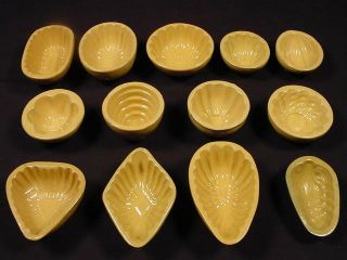 EXTREMELY RARE 1850s SET of 13 DIFFERENT MINI MOLDS YELLOW ROCK YELLOW WARE 2