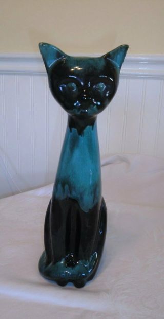 Large 14 " Vtg Blue Mountain Pottery Sitting Cat Figurine