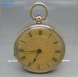Antique Solid 14k Gold Cased Cylinder Escapement Pocket/ Fob Watch N/w 31g C1890
