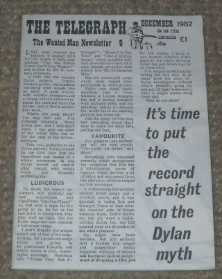 The Telegraph 9 - Bob Dylan Fanzine - 1982