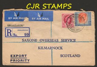 Rhodesia & Nyasaland 1955 Registered Airmail Cover - Embangweni To Scotland