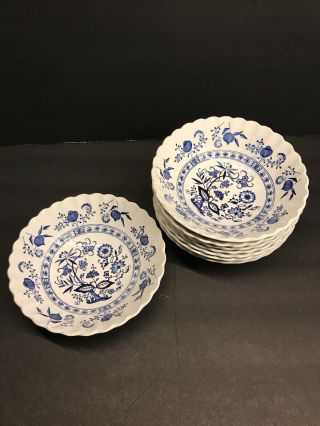 Set Of 8 Classic White J&g Meakin Blue Nordic 6 1/2 " Soup Cereal Bowl