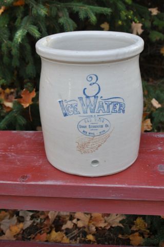 Red Wing Union Minnesota Stoneware 3 Gallon Ice Water Cooler - Oval Over Wing