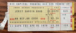 Jerry Garcia Band Ticket Stub 4/2/76 Capitol Theatre