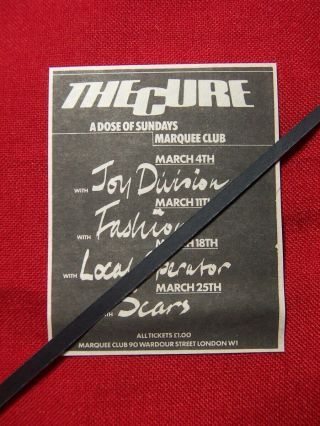 Joy Division The Cure 1979 Vintage Concert Advert The Marquee London