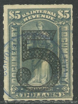U.  S.  Revenue Documentary Stamp Scott R192 - $5 Iss.  Of 1902 Ornamental 
