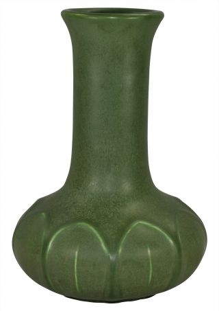 Hampshire Pottery Matte Green Bulbous Base Vase 124