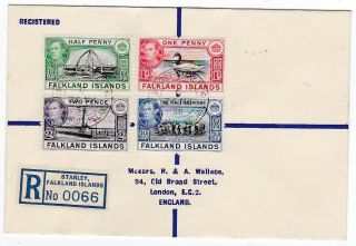 Falkland Is Gvi 1938 Registered Cover To Uk