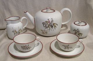 Gio Ponti Richard Ginori Tea Set With Sporting Horse Theme