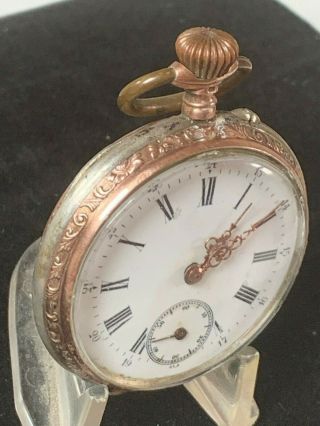 Antique Galonne Ornate Swiss 800 Silver Of Pocket Watch,  C.  1890s Open Face