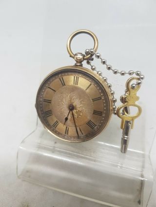 Fancy Antique Solid Gold 14k Ladies Pocket Watch C1900 Ref813
