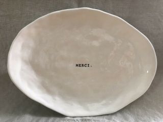 Rae Dunn Magenta French Merci Plate Oval Dimples Rare Hard To Find Htf