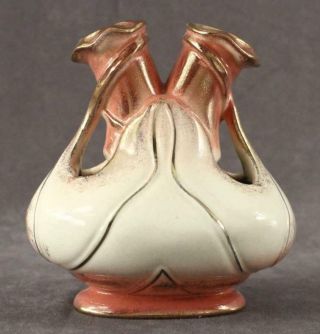 Vintage Porcelain Royal Fenton Ware English Staffordshire Pink Gold Wedding Vase
