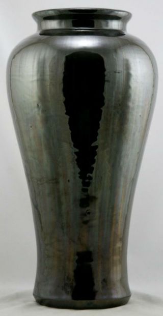 Fulper 17 " Floor Vase In Mirror Black Glazes C1917 - 23 Factory F207