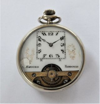 1900 Metal Cased Hebdomas 8 Day Pocket Watch In Order