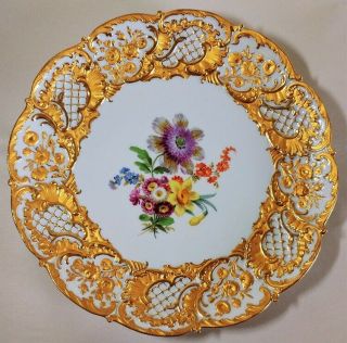 Meissen Porcelain Charger Plate Gilt Acanthus & Flowers 1924 - 1934