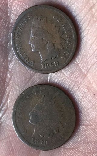 1869 1870 Indian Head Cent Penny,  Better Date Bargain