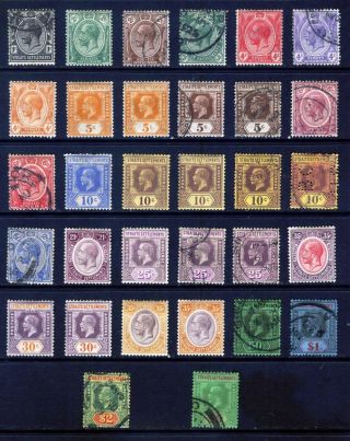 Straits Settlements 1921 - 33 Msca 32 Shades/dies To $5 Range Sg218 - 240a Mint/used