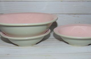Vintage Harkerware Stone China Usa Pink Speckled / Gray 3 X Bowls 8.  25 " And 6.  5 "