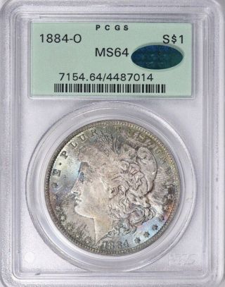1884 - O Pcgs & Cac Ms64 Toned Morgan Silver Dollar / Ogh Holder