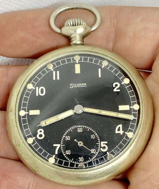 Vintage Silvana Ww2 Military Issue Pocket Watch