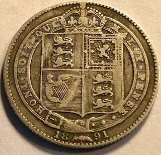 GREAT BRITAIN - Queen Victoria - Silver Shilling - 1891 - KM - 774 - Very Fine 2