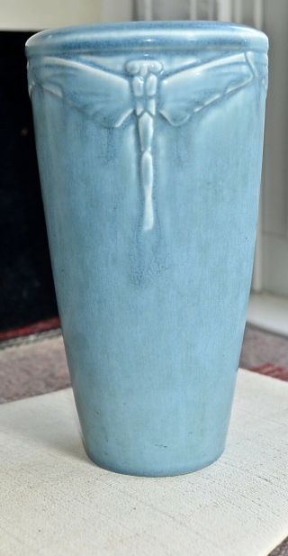 Rookwood Arts & Crafts Dragonfly Vase In Blue