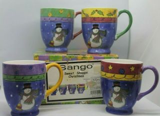 Sango Sweet Shoppe Christmas Mugs By Sue Zipkin Set Of 4