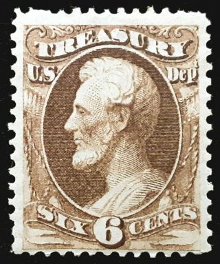 Us Official Stamp 1873 6c Treasury Lincoln Scott O75 Nh