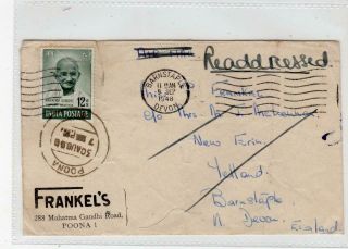 India: 1948 Cover To England With Gandhi Stamp And Readdressed (c48496)