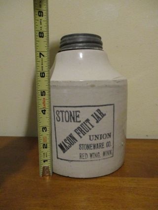 Redwing Stone Mason Fruit Jar Union Stoneware Co.  1/2 Gallon Size
