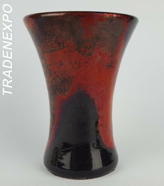 Vintage 60s - 70s Otto Keramik Red/black Vase West German Pottery Fat Lava Era