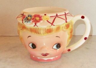 Miss Dainty girl face Lefton teacup cup mug vintage blond blue eyes small flaws 2