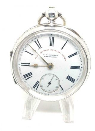 A Lovely Vintage Silver Open Faced J G Graves 1898 Pocket Watch