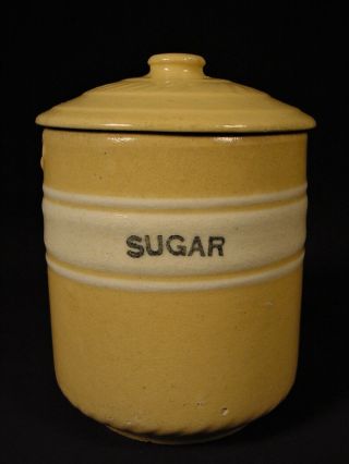 Rare Early Mccoy Sugar Canister With Lid Dandy Line Yellow Ware