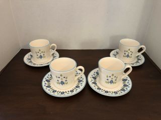 Vintage Marcrest Stetson Swiss Chalet Alpine 4 Cups And 4 Saucers Usa