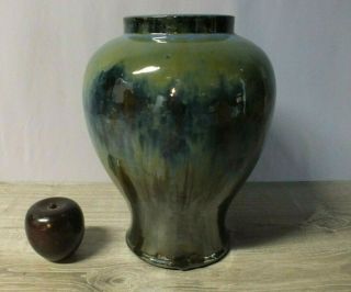 Fulper Pottery Arts And Crafts 11 ½” High Shouldered Vase Blue Green Drip Glaze