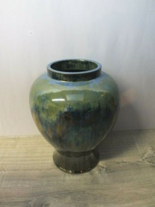 Fulper Pottery Arts and Crafts 11 ½” High Shouldered Vase Blue Green Drip Glaze 3