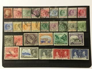 Old Stamps Cyprus On Stock Card