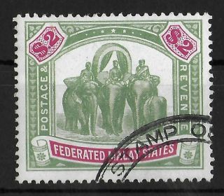 Federated Malay States 1904 - 1922 $2 Wmk Crown Ca Sg 49 Vf