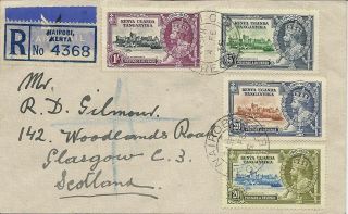 Kut 1935 Silver Jubilee Sg124/7 On Reg Airmail Cover To Scotland