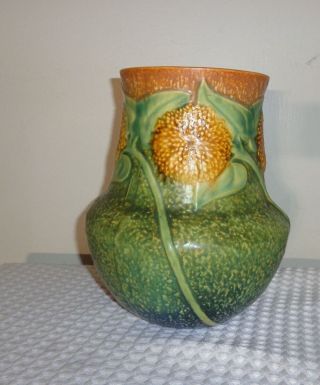 vintage Large Roseville Pottery SUNFLOWER Bulbous Vase Marked L@@K 2