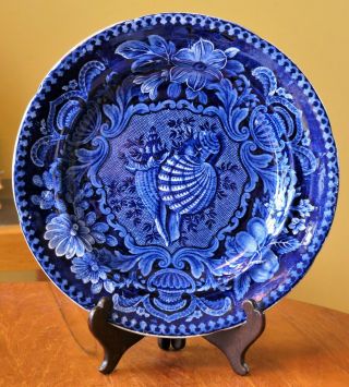 Antique Historical Dark Blue Transferware Plate Stubbs Seashells Staffordshire