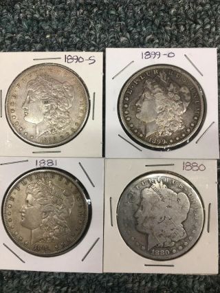 Set Of 4 American Morgan Silver Dollars