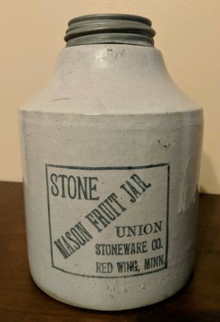 1899 Stone Mason Fruit Jar Union Stoneware Co Red Wing Minn Rb 2754
