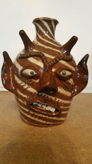 Vtg Charles Lisk Face Jug Southern Folk Art Nc Pottery Catawba Valley Pottery